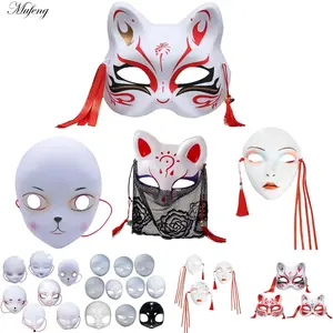 New Sakurase Fox Mask Japanese Full/Half Face Cover Mask Standing Ear Foxes Cosplay Party Masquerade Masks Halloween Anime Mask