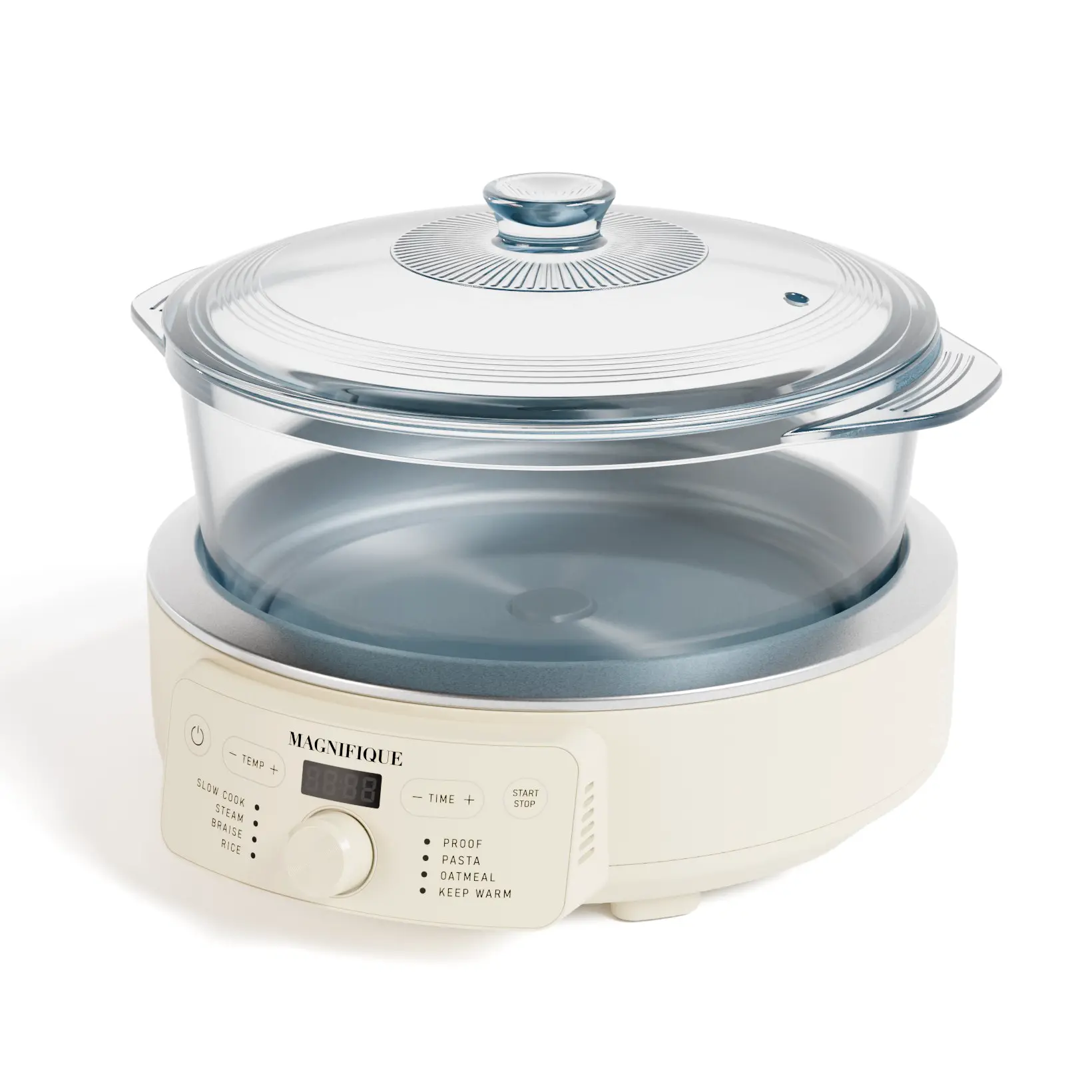 Magnifique 8-in-1 Digital Electric Multi-Cooker with Glass Pot and Lid - 8 Cooking Modes for Stir-Fry, Stew, Oatmeal - Non-Toxic, Dishwasher Safe, Effortless Cleaning Smart Kitchen Appliance