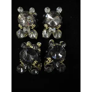 180 4PCS Sparkly Bear Charm Beads Set | Black & Clear Crystal DIY Beads for Pens & Phone Charms