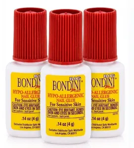 Bondini Hypo-Allergenic Nail Glue Adhesive, 3-Pack (0.14oz Each), Sensitive Skin Repair Solution, Nail Care Accessory for Beauty & Personal Care