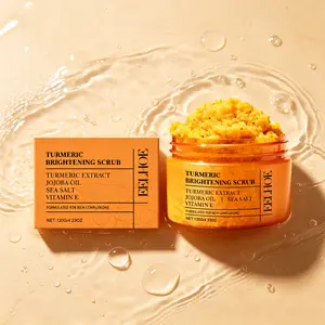 Turmeric Brightening Body Scrub 120g – with Turmeric Extract, Jojoba Oil, Sea Salt & Vitamin E – Exfoliates Dead Skin, Brightens & Evens Skin Tone – Removes Rough Patches for Soft, Radiant Skin – For Rich Complexions