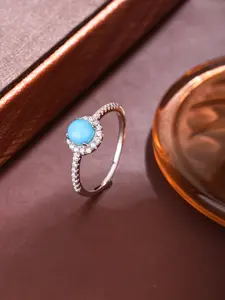 【925 Sterling Silver Ring】Turquoise & Zircon Collision Creates Icy Aura✨ Dailywear/Banquet Statement Piece! Captivates All Gazes.