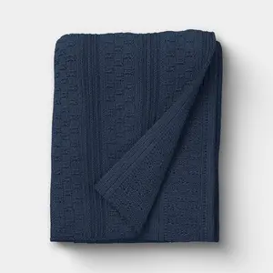 50"x60" Dimensional Knit Throw Blue - Threshold