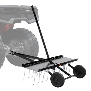 VEVOR Tow Behind Dethatcher,  40-inch Tow Dethatcher with 20 Spring Steel Tines, Lawn Dethatcher Rake for ATV or Mower, Tow Behind Lawn Rake with Lift Handle for Garden Farm Grass
