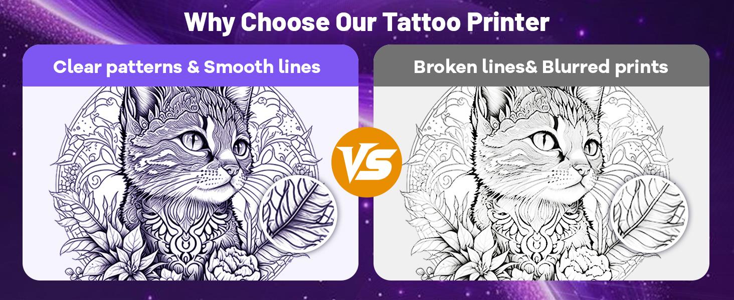 Tattoo Stencil Printer, Bluetooth Thermal Tattoo Printer Machine, D80 Portable Stencil Printers for Tattooing with 10pcs Transfer Paper, Compatible with iOS, Android and PC (Black)