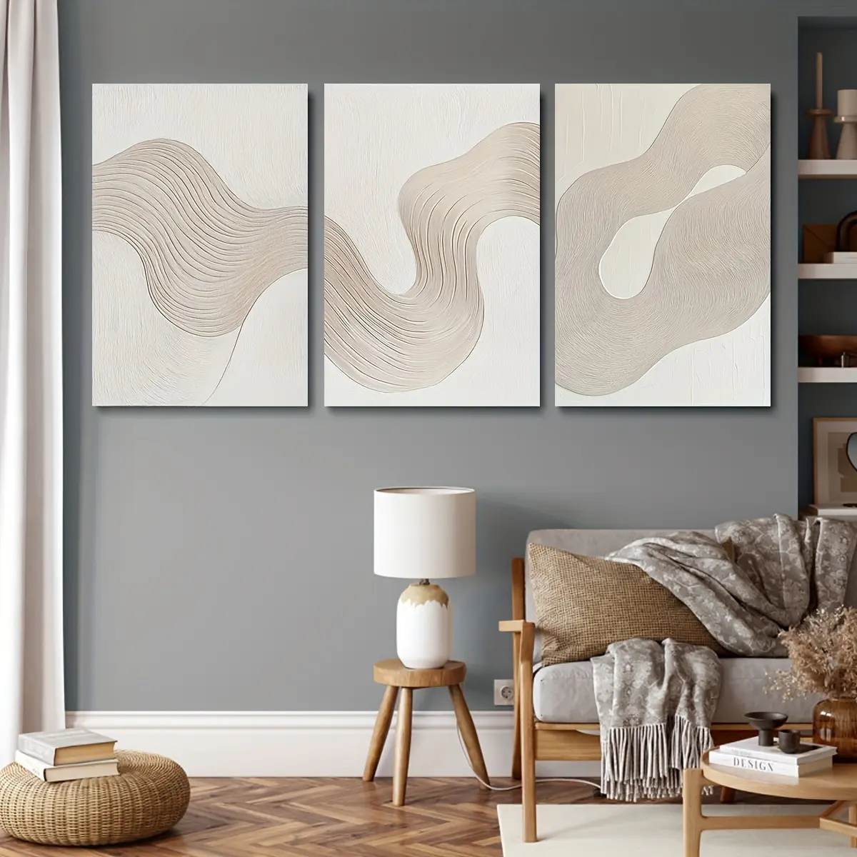 3pcs Framed Wrapped Canvas Wall Decor - Wooden Frame, Abstract White Texture Irregular 3D Minimalism Prints, UV-Resistant, Non-Toxic, Easy Hanging, Modern Home Decor, Statement Art, Room Art for Living Room Gift