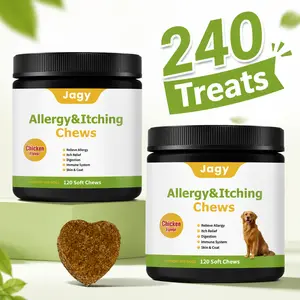 Jagy Omega-3 Allergy Chews for Dogs - 240 Advanced Skin & Coat Treats with Omega-3 Fatty Acids, Turmeric, Quercetin & Grape Seed Extract for Relief from Itchy Skin, Dryness & Shedding