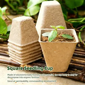 7-Pack 3.15 Inch Square Peat Pots for Seedlings, Biodegradable Nursery Pots with Drainage Holes, Includes 7 Labels for Plants, Plant Growing Set, Planting Kit