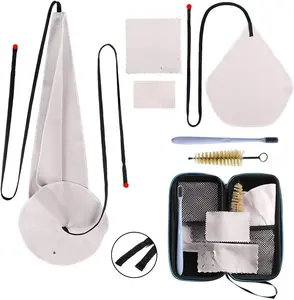 Saxophone Cleaning kit with Case for Alto Tenor Clarinet Flute and other Wind & Woodwind Struments Including Sax Cleaning Cloth(4pcs),Mouthpiece Brush(Dark Gray)