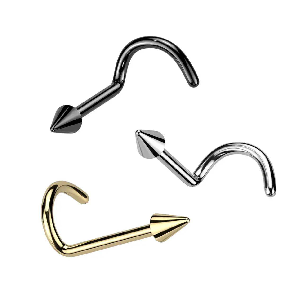 Nose Screw 18G 20G F136 Implant Grade Titanium Corkscrew Spike Nose Studs Rings 1/4"