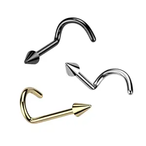 Nose Screw 18G 20G F136 Implant Grade Titanium Corkscrew Spike Nose Studs Rings 1/4"