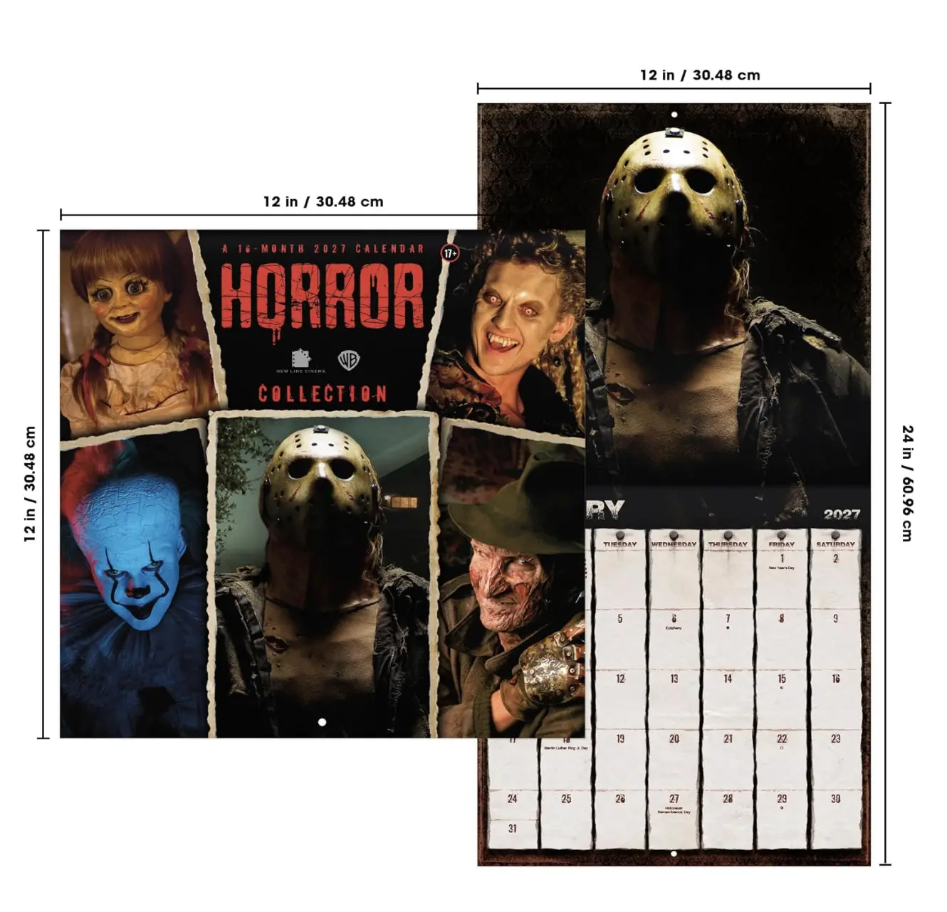 2027 Horror Movie Collection Wall Calendar