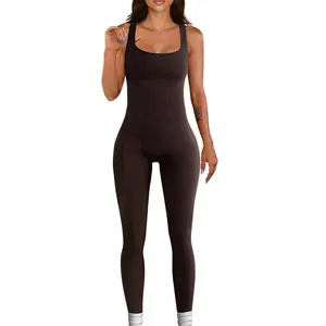 SeSe Code Store Women Jumpsuits with Tummy Control, Sleeveless Romper Workout Playsuit Yoga Jumpsuits