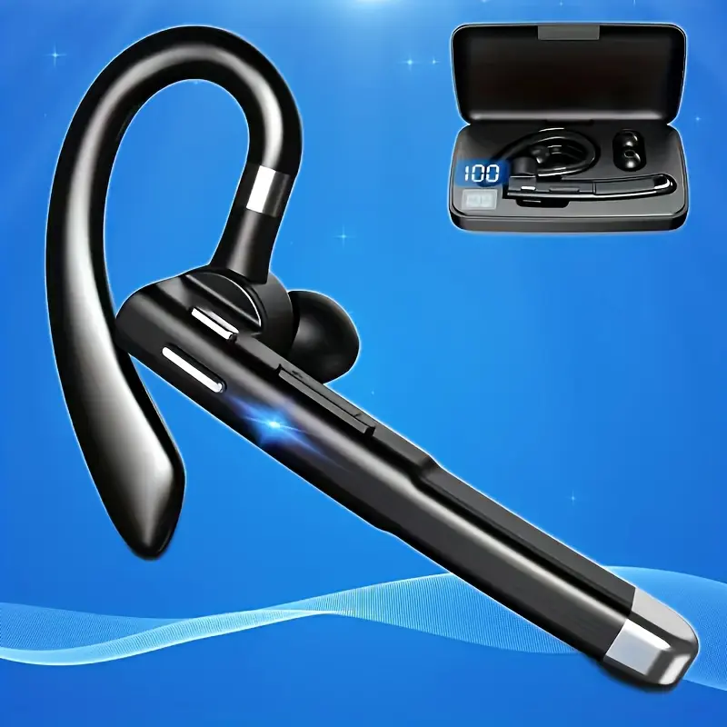 Single Ear Noise-Canceling Wireless Earbud - Wireless Earphones Headset with Ear Hook, Microphone, Bluetooth for Driving, Fitness, Not Water Resistant, Gift for Lovers