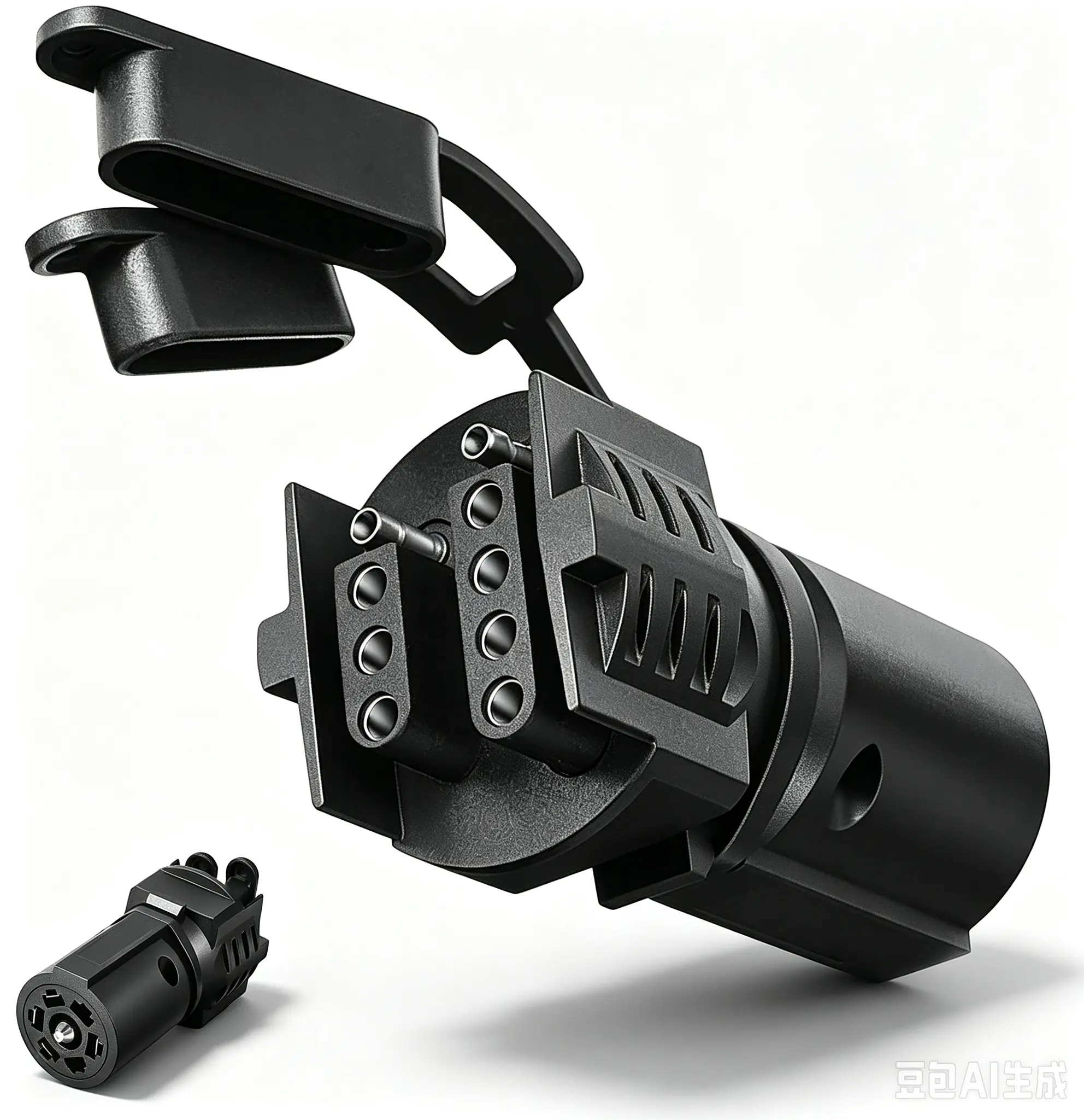 7 Way Round to 4 & 5 Flat Blade Trailer Light Adapter,12V Heavy Duty Weatherproof Trailer Plug Connector Universal for Car RV Boat Truck Tow Hitch Black