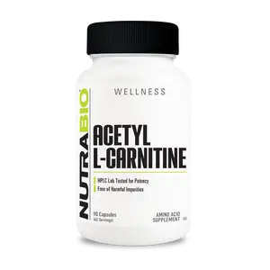 NutraBio Acetyl L-Carnitine (500mg) | Antioxidant, Cognitive support and Fat Metabolism Support | 45 Servings