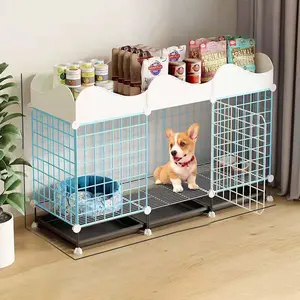 Pet Cage, Pet Crate with Tray, Indoor Pet Kennel with Storage Shelf, Dog & Cat Furniture for Small Medium Dogs & Cats