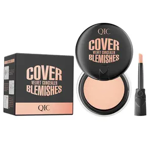 Full Coverage Concealer Cream with Brush,Long Lasting Lightweight Makeup, Moisturizing Foundation Substitute for Women Girls Daily Beauty and Parties