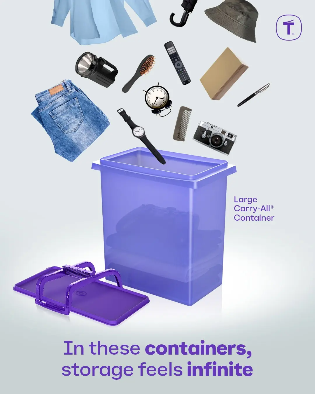 Tupperware Large Storage Tote Airtight Stackable Home Organizer Container BPA-Free