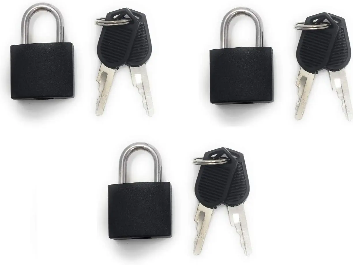 3 Pcs Luggage Locks with Keys Small Padlock Black Mini Locks Tiny Metal Padlocks for Travel Backpack School Gym Classroom Locker toolboxes Matching Game