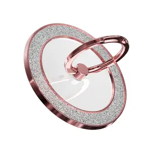 Diamond Glitter Magnetic Alloy Phone Ring Grip, Magnetic Phone Holder, Strong Magnet Finger Loop + Phone Stand + Finger Handle, 360° Rotatable, Perfect Gift