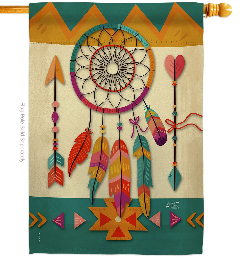 Tribal Flags, 28x40 in. Double-Sided Vertical Decorative House Flag - Tribal Dreamcatcher Southwest Country Living Design for Garden, Yard Decoration & Gifting