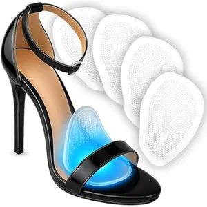 Metatarsal Pads for Women & Men (4 Pads) Ball of Foot Cushions, High Heel Cushion Foot Pads for Pain Relief & All Day Comfort, Anti Slip Heel Insert for Women, One Size Fits All (Clear)