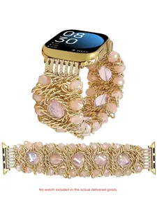 Handmade Crystal Glass Bead Watch Band for Apple Watch Se, Boho Style, Elastic Design, Multiple Colors, All Seasons