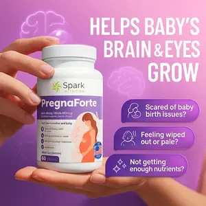 Spark Nutrition Pregnaforte Best Prenatal Vitamins - 1 a Day Multivitamin 2 Month Supply with Folic Acid Omega-3 DHA EPA Iron Choline Non-GMO Gluten-Free Organic Multimineral Supplement Supports Fetal Development Pregnancy Health TTC Postpartum