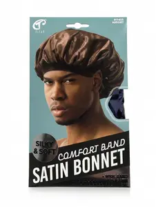 Titan Comfort Band Satin Bonnet - Silky Soft Wide Band, Brown #11455 ASSORT