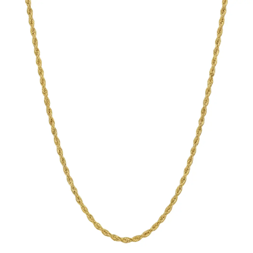 Stainless Steel 18k Gold Plated 3mm Rope Chain Necklace For Women Men Tarnish & Water Resistant