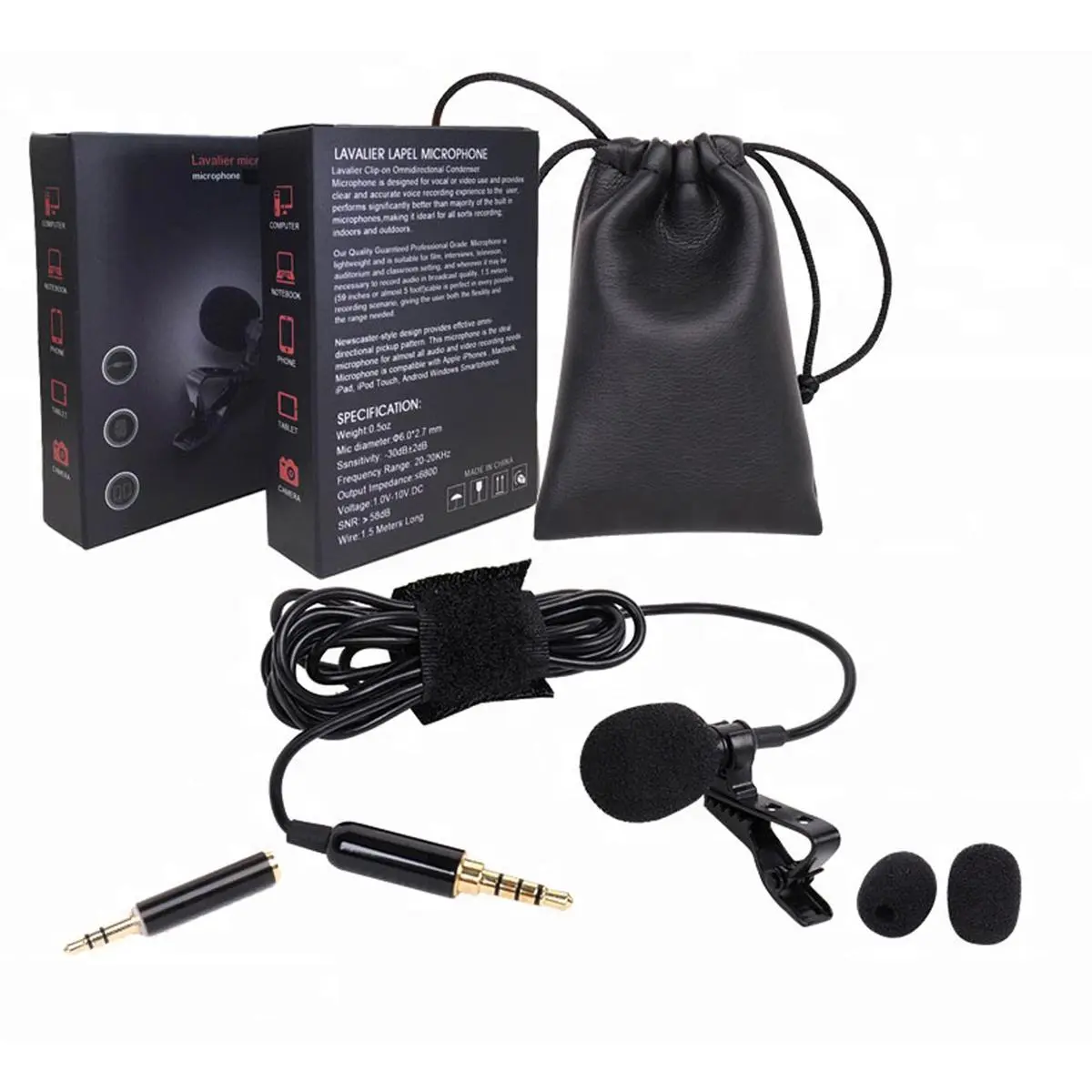 Music Trends Omnidirectional Lavalier Microphone for Smartphones, Cameras - High-Quality Recording Audios Accessory
