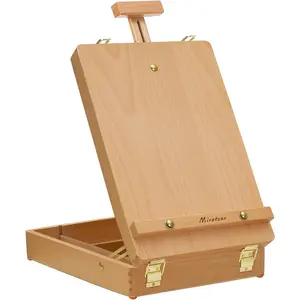 Premium Portable Wooden Tabletop Desktop Painting Easel Sketchbox for Student Artist Beginner
