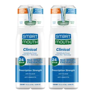 SmartMouth Clinical Zinc Activated Mouthwash (16oz 2 Pack) – Prescription Strength Anti-Gingivitis + Anti-Plaque Protection | Fresh Breath Dentist-Recommended Oral Rinse