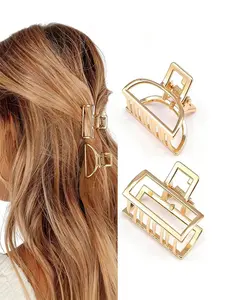 Mini Metal Hair Claw Clips for Women, 2 Pack Small Hair Clamps, Non-Slip Claw Clips for Thin Hair & Half-Up Hairstyles, Hair Clips for Styling, Hair Claws Set