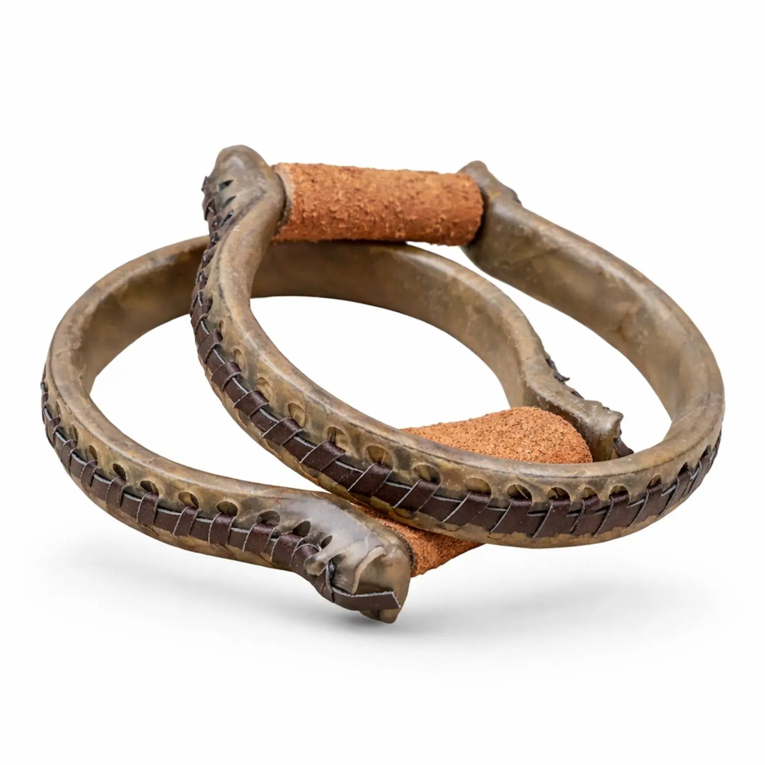 Oxbow Round Metal Western Stirrups Rawhide Wrapped Horse Stirrups