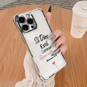 Electroplated Four Corner Anti-Fall Trendy Minimalist Creative Letters Pattern  Phone Case for iPhone 17 Air 16 Pro Max 15 Plus 14 13 12 11 E Shockproof Transparent Protective Cover