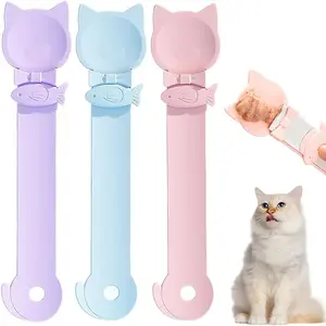 Cat Head Design Long-Handle Licking Spoon, Interactive Cat Feeding Tool for Daily Use & Bonding