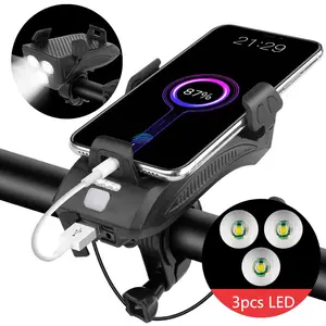 400LM USB Rechargeable LED Cycle Bike Headlight Phone Holder With Power Bank