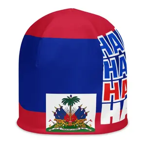 Haitian Flag Beanie Patriotic Hat Beaniebonnets Double Layered Soft 95% Polyester 5% Spandex Regular Fit Stay Warm Stylish