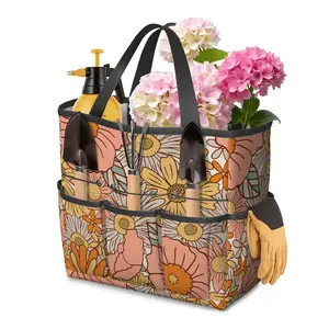 70s Floral Pink Orange Garden Tool Bag