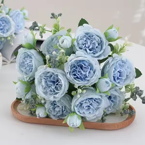 Set of 2 Realistic 5-Head Peony Bouquets - Synthetic Flowers, Artificial Flower Decoration, Ideal for Home Decoration, Great for Weddings & Home Styling - Faux Floral Arrangement for Living Room, Bedroom, Garden & Outdoor Areas