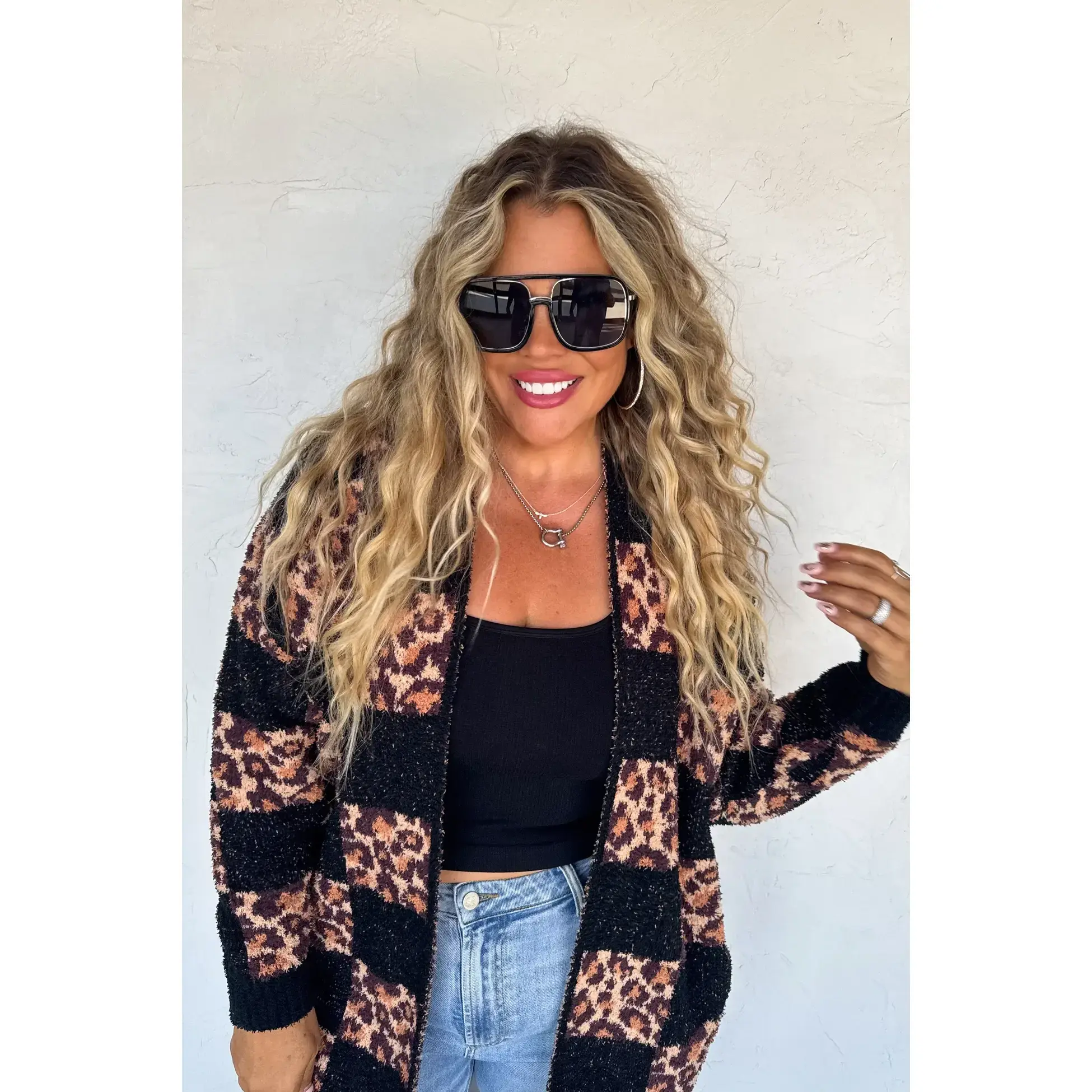 Checker Cheetah Cloud Cardigan
