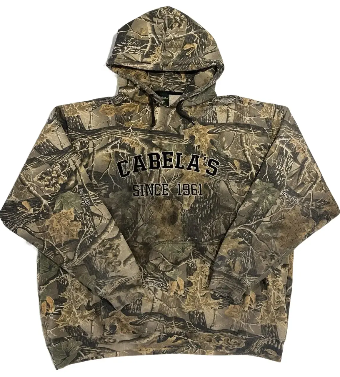 Vintage Cabela's Camo Hoodie Pullover Seclusion 3D