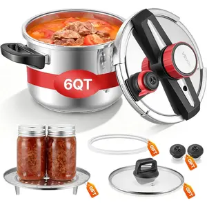 VEVOR Pressure Cooker, 8Qt Pressure Cooker Stainless Steel, Pressures Canner with Steaming Rack, Tempered Glass Lid, Three Pressures Settings for Meat, Beans, Rice, Soup, Sauces, Cook up to 100 kPaVEVOR Super Brand Day