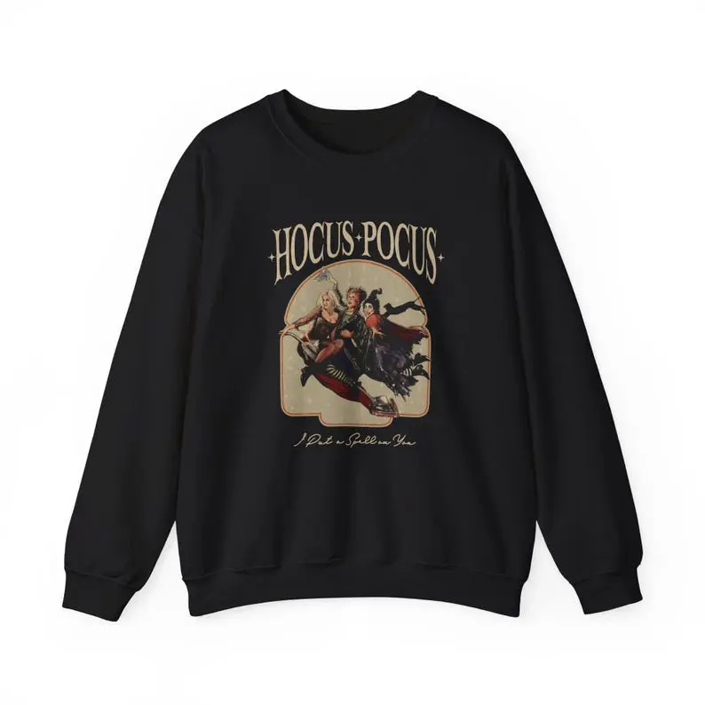 Retro Hocus Pocus Sweatshirt in Black, Sanderson Pullover Sweatshirt, Halloween Sweatshirt