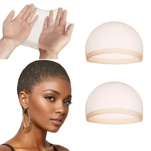 HC Real Hair Wig Cap Ultra-thin Wig Caps Invisible Nude Skinlike and Stretchy Breathable Wig Cap for lace front wig  Natural Transparent HD Ultra-thin Wig Caps 2PCS