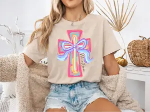 bunny easter shirt bundle, bunny coquette bow shirt , he is risen shirt , easter shirt , retro easter shirt , Girls easter shirt , preppy easter