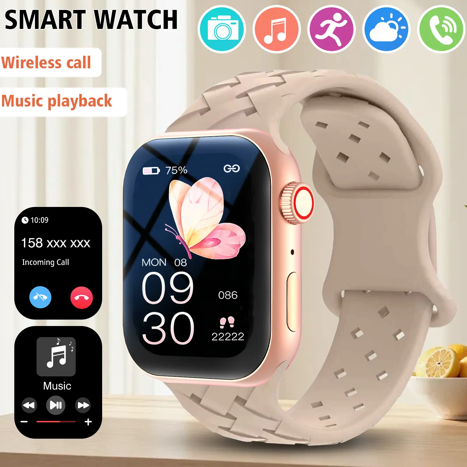 2.01" HD Smart Watch for Men & Women | Bluetooth Calling, Multi-Sport Modes, Music Control, Camera Remote, Weather Forecast, Stylish Woven Band