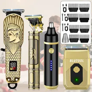 This men's hair clipper and beard trimmer set, featuring USB charging and an LCD power display, is perfect for men's home use, travel, styling, and beard care. It's an ideal gift for men and a perfect holiday present.